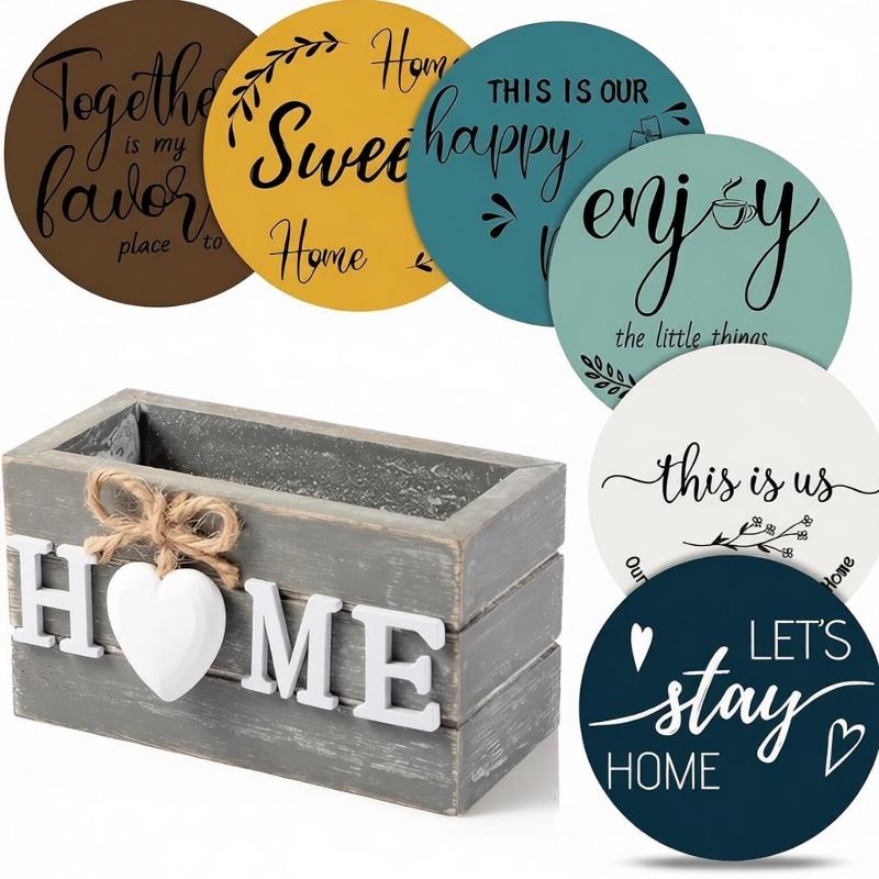 Natural Wooden Coasters For Drinks Set Of 6 Thick Absorbent Cup Pads With Storage Box For Coffee Wooden Table Protection