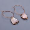 Rose Quartz Rough Stone Friendship Day Hoop Huggie Sisters Gift Earrings Copper V-9