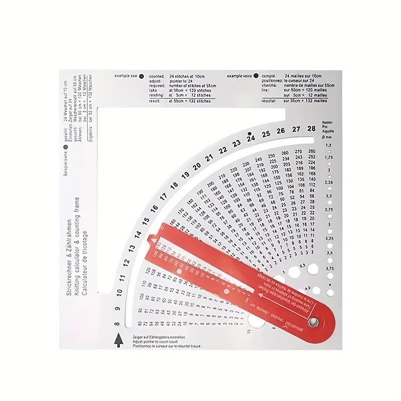 1pc Double-Sided Knitting Calculator and Counting Board, with Rotating Ruler Tool, Hook and Yarn Density Calculator, Mixed Color, for Knitting