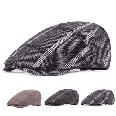 Spring Autumn Youth Beret College Style Plaid Cap Vintage Men's Beret Peaked Cap Newsboy Caps for Men Driver Ivy Hat Gatsby Painters Hats