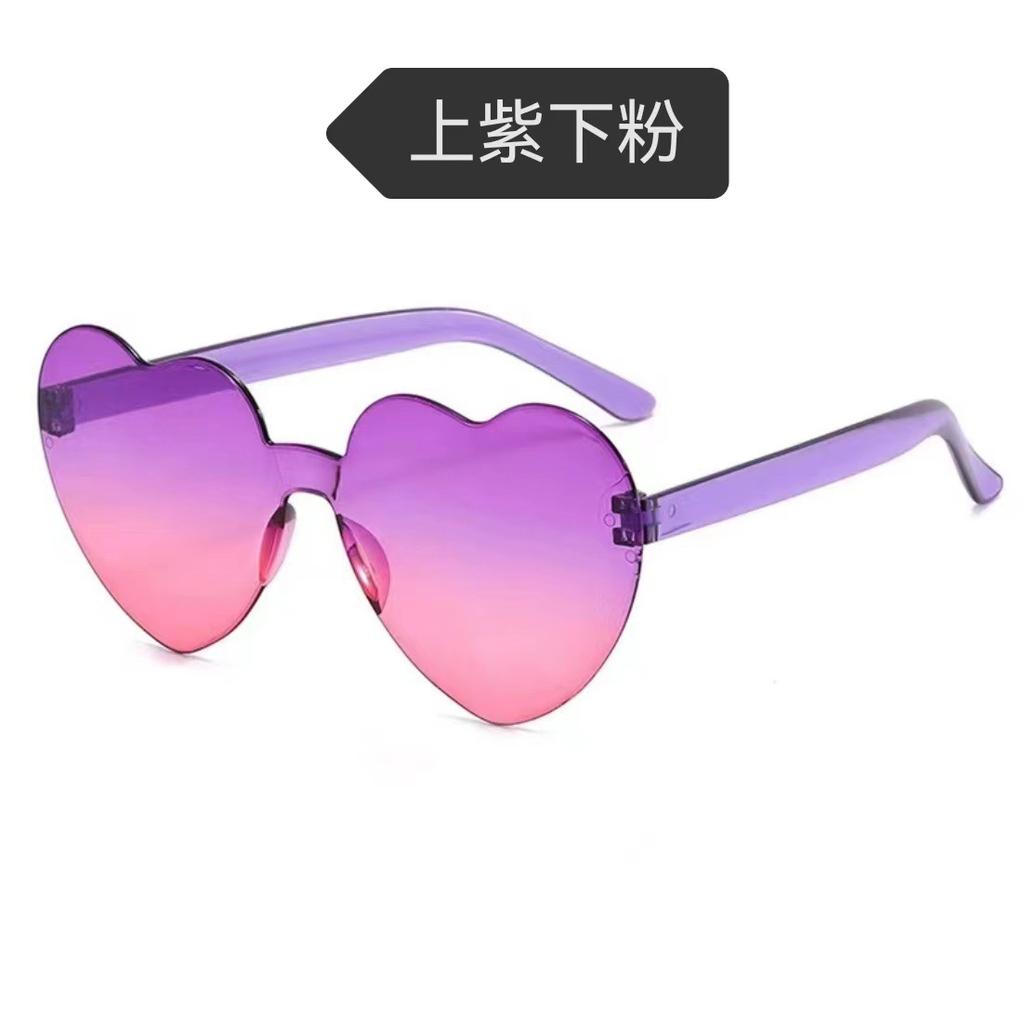 Peach Heart Sunglasses Love Glasses Trend Frameless One-Piece Marine Film Dazzling Color Sunglasses