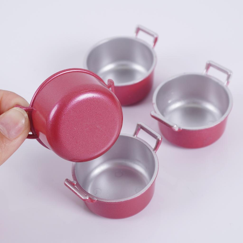 10Pcs Dollhouse Decorations Pink Miniature Steamer Pot Ornaments Kids Kitchen Container Small Soup Pot Model DIY Party Supplies