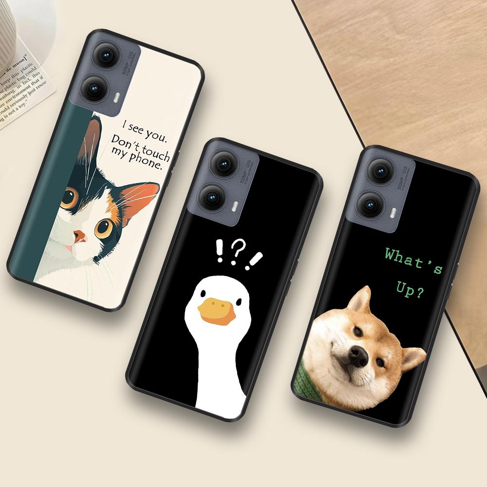 Silicone Casing For Motorola Edge 2024 Case Lovely Cartoon Soft TPU Black Cover For Moto Edge 2024 6.6" Shockproof Fundas Capa