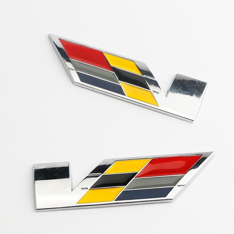 2pcs V Logo Metal 3D Car Sticker Badge Emblem Decal Car Styling Accessories