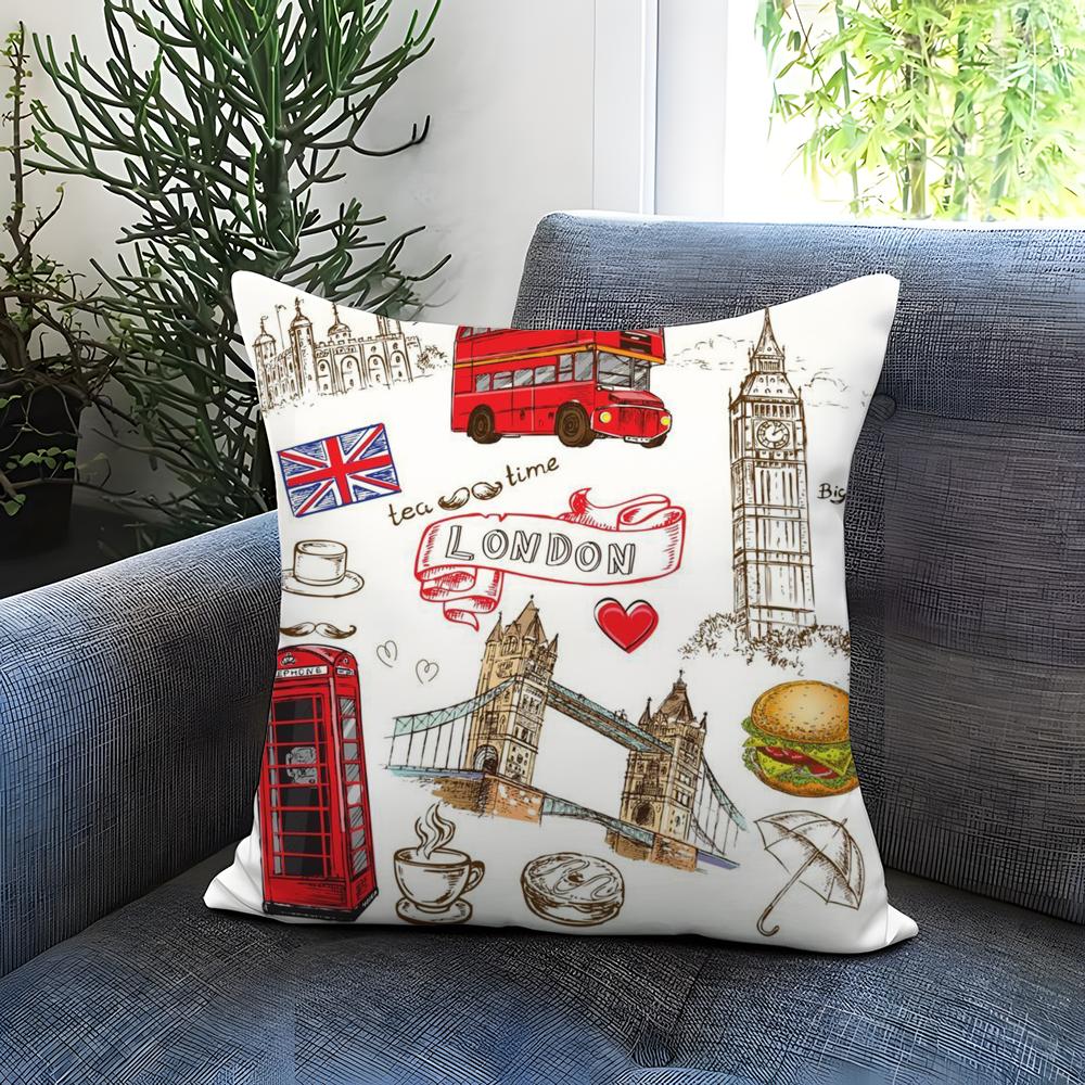 LOVE England Printed Cushion Cover Comfortable Reversible Pillow Cover Ideal for Car Sofa Bedroom & Beyond