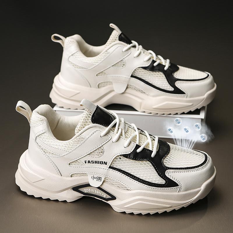 Men's Mesh Breathable Chunky Sneakers  Contrast Fashion Casual Sports Shoes Comfortable Non-Slip Sole