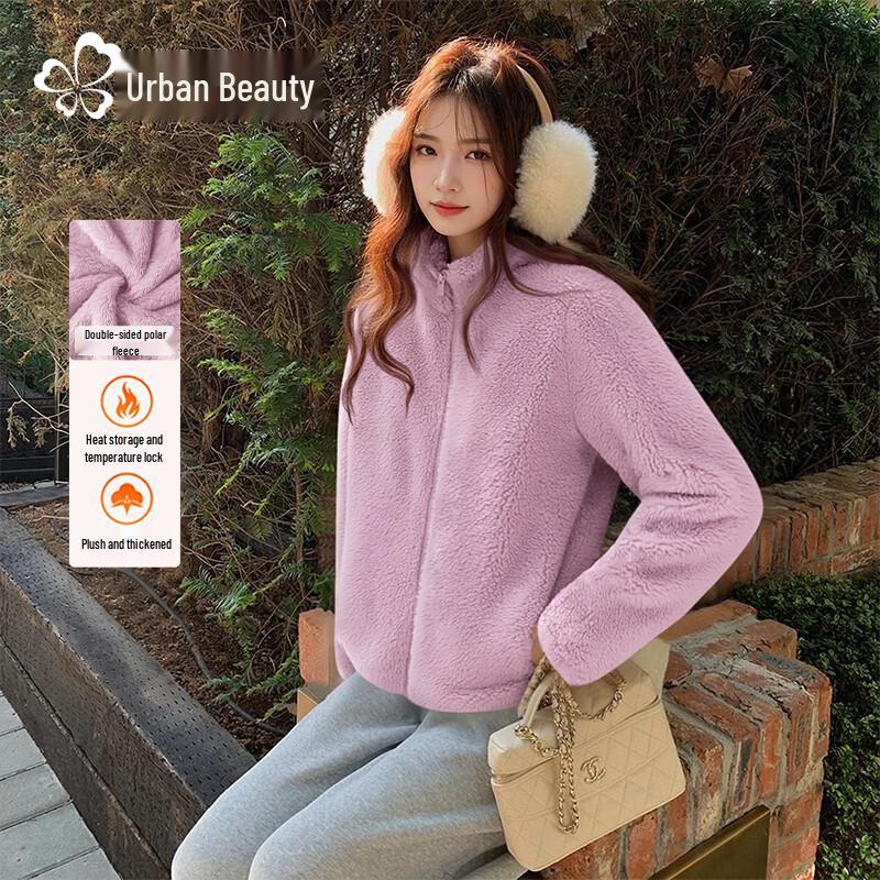 Women s 2025 Winter Fleece-Lined Fuzzy Jacket M