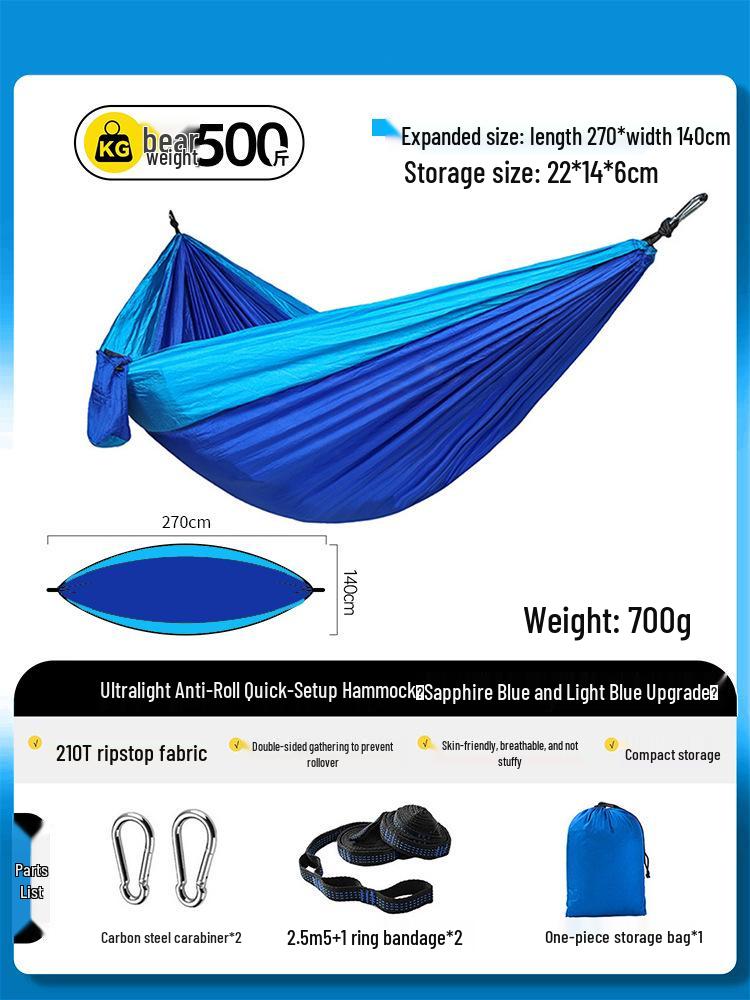 Portable Nisi Fabric Anti-Rollover Hammock for Camping and Travel