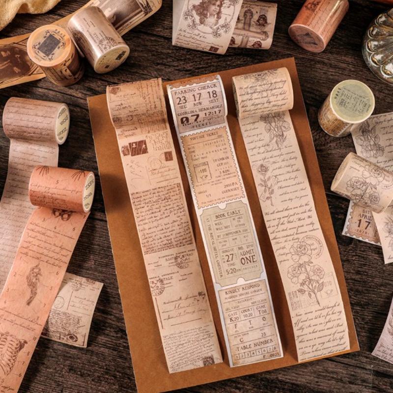 1roll Vintage Poems Ticket Letters Plants Washi Tape Decorative Adhesive Tape Decora Diy Scrapbooking Sticker Label
