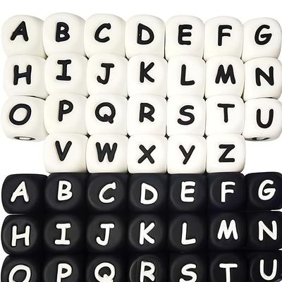 26 Silicone Letter Beads, 12mm Square A-Z Letter Beads, Used for Making Keychains with Silicone Letter Beads