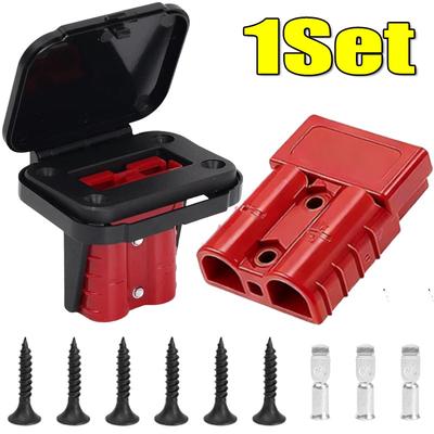 1Set 50A Cable Connectors Plug for Anderson Plug Connector Flush Mount Bracket Panel Cover for Caravan Camper Boat Truck