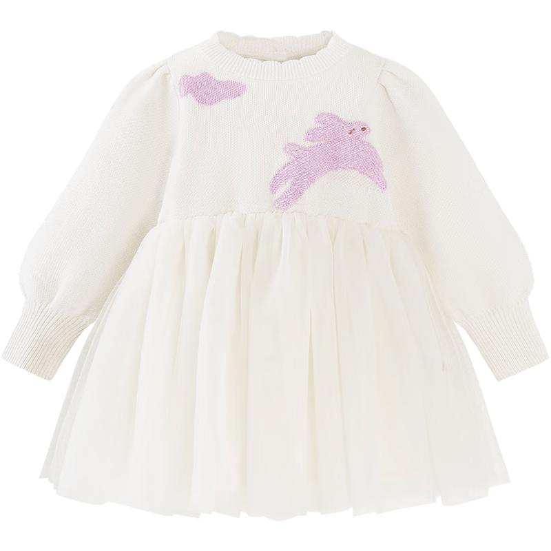 Mini Balabala Girls' Spliced Cotton Mesh Dress
