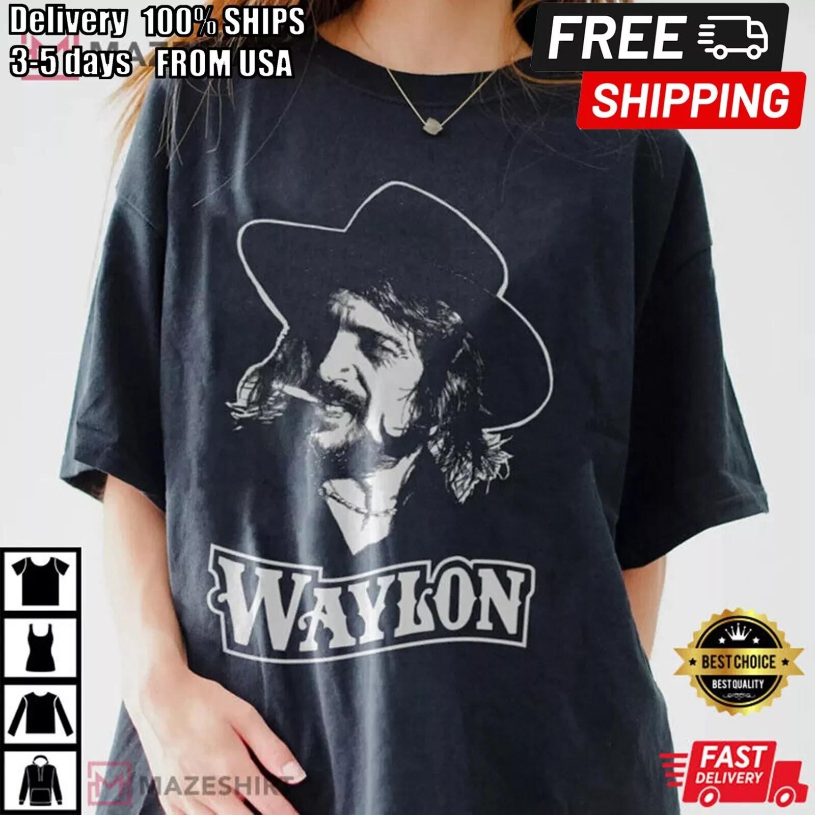 Waylon Jennings , Vintage 1984 Concert Tour Best T-Shirt S-5XL VN1736 S