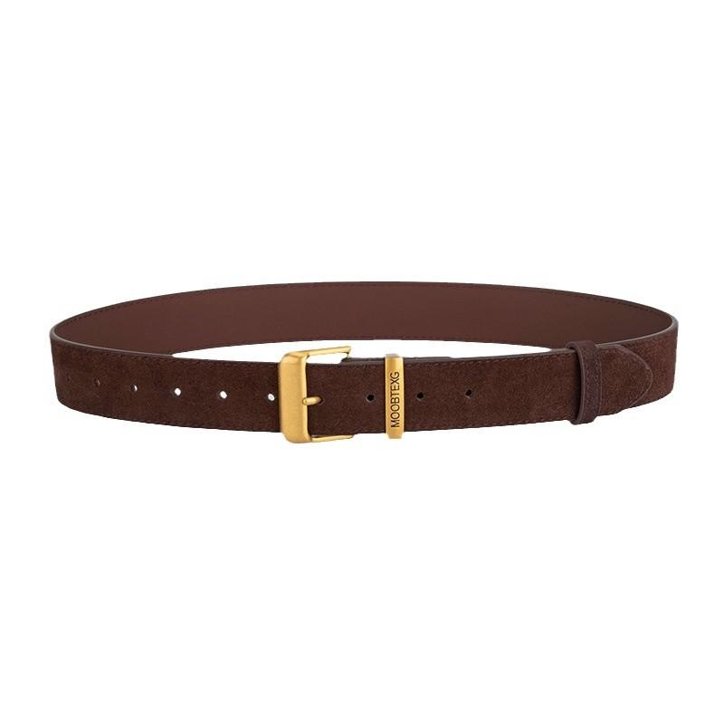 

European and American Trendy Belts for Women Genuine Leather Matte Back Velvet Retro Paired with Jeans Commuting Decorative Belts for Women 105cm