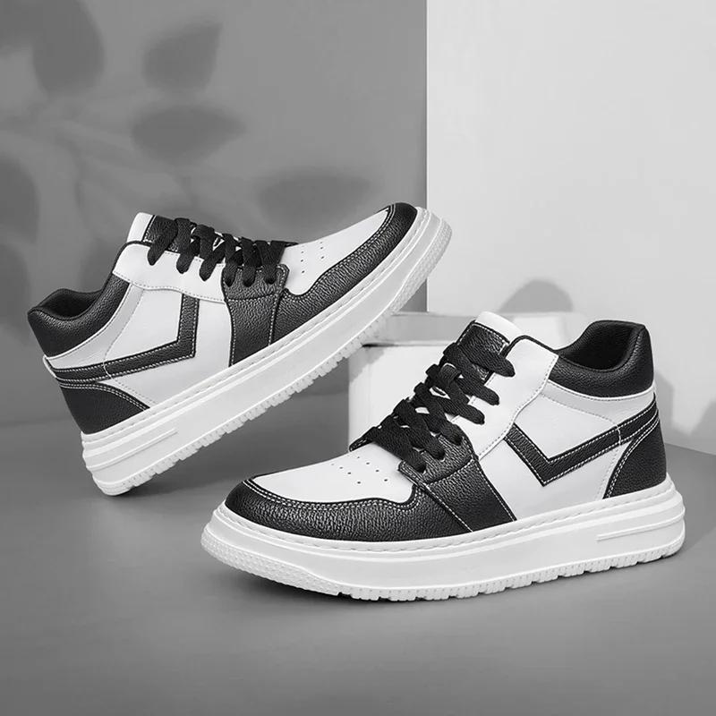 Sneakers Man Elevator Shoes Height Increase Insole 6cm White Black Taller Men Leisure Fashion Plus Size 36-44Lift