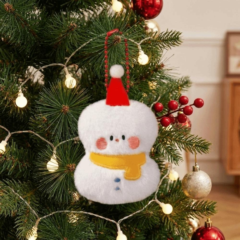 Santa Claus Christmas Tree Pendants Snowman Plush Keyring Fluzzy Christmas Keychain Holiday