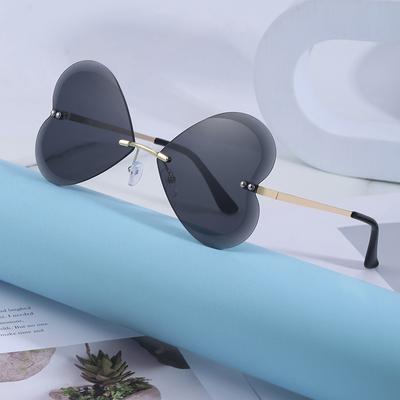 Sunglasses Women'S Rimless Trimmed Peach Heart Sunglasses Women'S Trendy Personality Party Funny Ocean Slice Dance Glasses