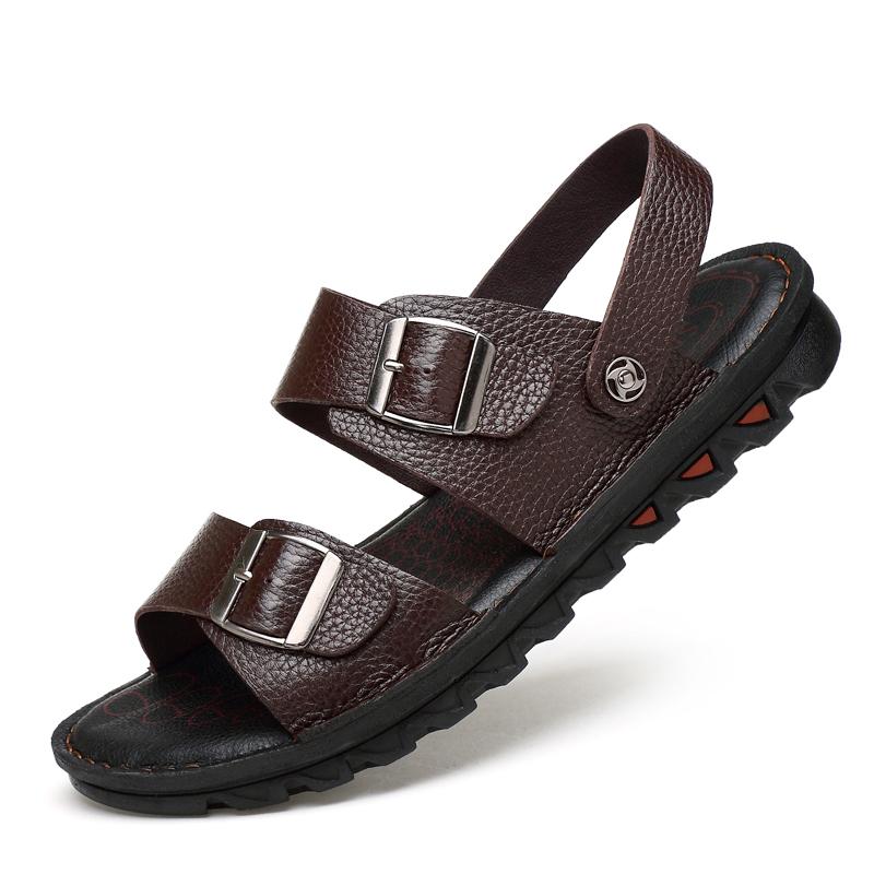 Mens sandals Fashion Summer Outdoors Men's Sandals breathable genuine leather Personality Slip on Large Size Casual Sandals men