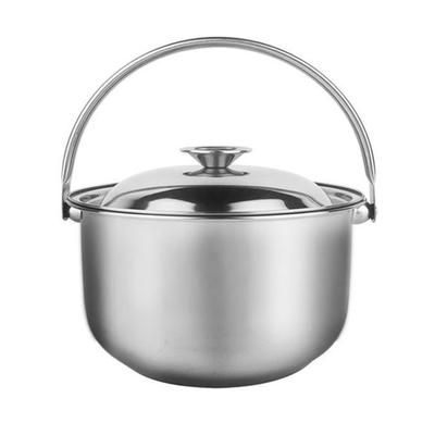 Casseruola Pentola da Cucina in Acciaio Inossidabile Comoda Stufato Gadget da Cucina Zuppa Grande con Coperchio Argento Riscaldamento Brodo Lavoro