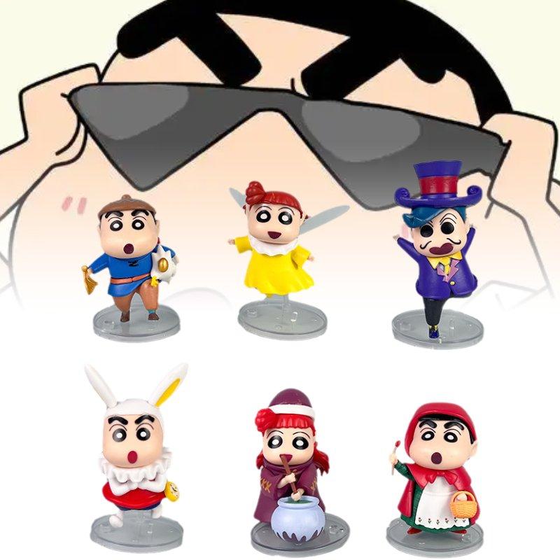 Crayon 6pcs Shin Chan Toy Doll Pvc Model Desktop Decoration Ornament Gifts Child