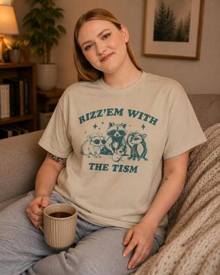 Rizzem With The Tism Shirt, Funny Opossum Raccoon Tee, Neurodivergent Humor T-Shirt, Autistic Pride Graphic Top, Gildan 5000 Unisex Gift
