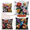 2D Vibrant Hummingbird Floral Throw Pillow Covers** Pattern Cushion Cover Suitable For Sofa Bedroom Car Pillow Cover