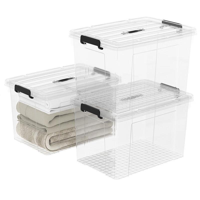 JINGRUIXIANG Transparent Plastic Storage Box with Handle