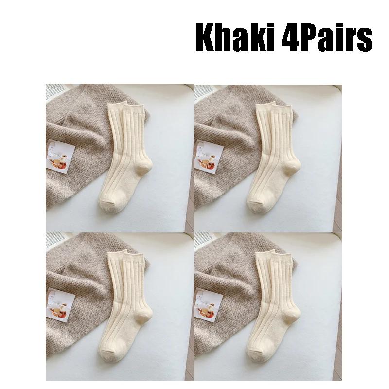 Novas meias de inverno femininas, meias de lã de caxemira, grossas, quentes, meias femininas, meias japonesas, moda harajuku, cor sólida, meias térmicas longas