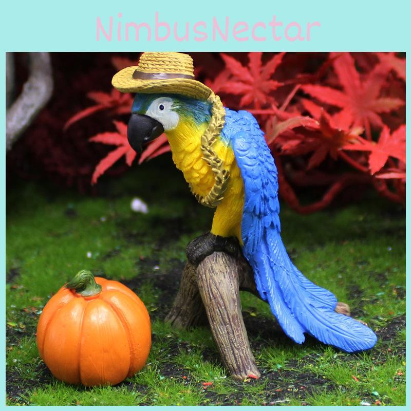 Pumpkin Parrot Micro Landscape Resin Handicraft Animal Ornaments Decor Gift