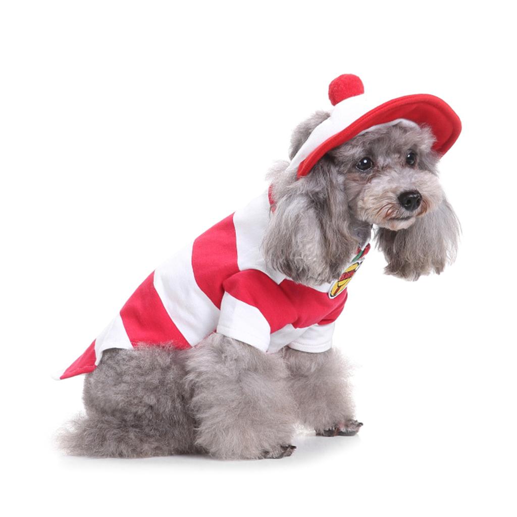 Verwandlung Hunde Overall mit Hut Set Weihnachten Hunde Pullover Winter Cosplay Party Kleine Hunde Pullover