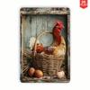 Metal Chicken Egg Farmhouse Tin Sign Vintage Wall Art Rustic Kitchen Decor Country Living Retro Plaque
