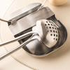 Kitchen Tool Stand with Sauce-Catching Tray, Vertical Support for Cooking Implements, Brushed 304 Steel Body, and Nonslip Base for Counter Use