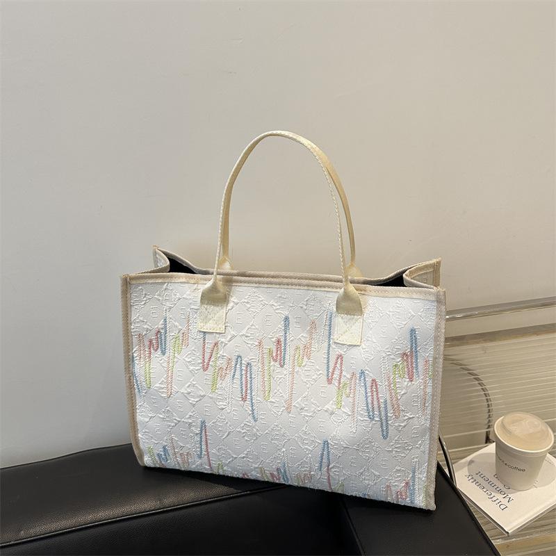 

Повседневная сумка женская большой вместимости 2025 новая осенняя модная и красивая сумка через плечо портативная простая сумка-тоут для поездок на работу белый