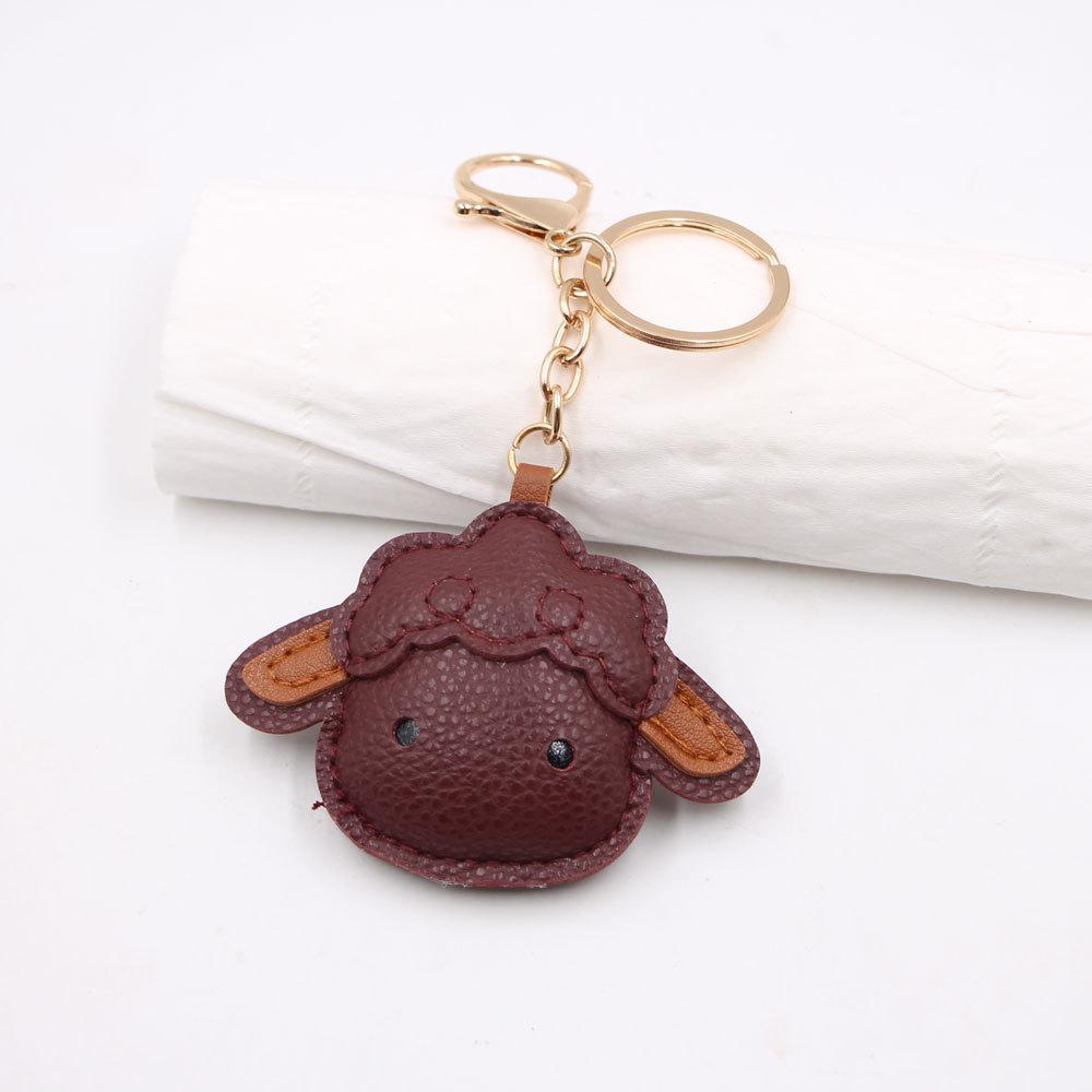 Yogodlns Cute Cartoon Sheep Design Faux Leather Pendant Lightweight Portable Decor Charm for Travel Backpacks Handbags