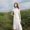 Sancai New Chinese Style Jacquard Patchwork Midi Dress
