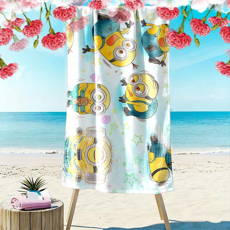Minions Print Beach Towel, Large Soft Quick Dry Towel for Beach Camping Swimming