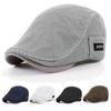 Korean Style Men Beret Hat British Style Forward Peaked Cap Adjustable Mesh Flat Cap Summer