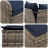 Furniture Set with Cushions 6 Pcs Grey and Navy Blue PE Rattan