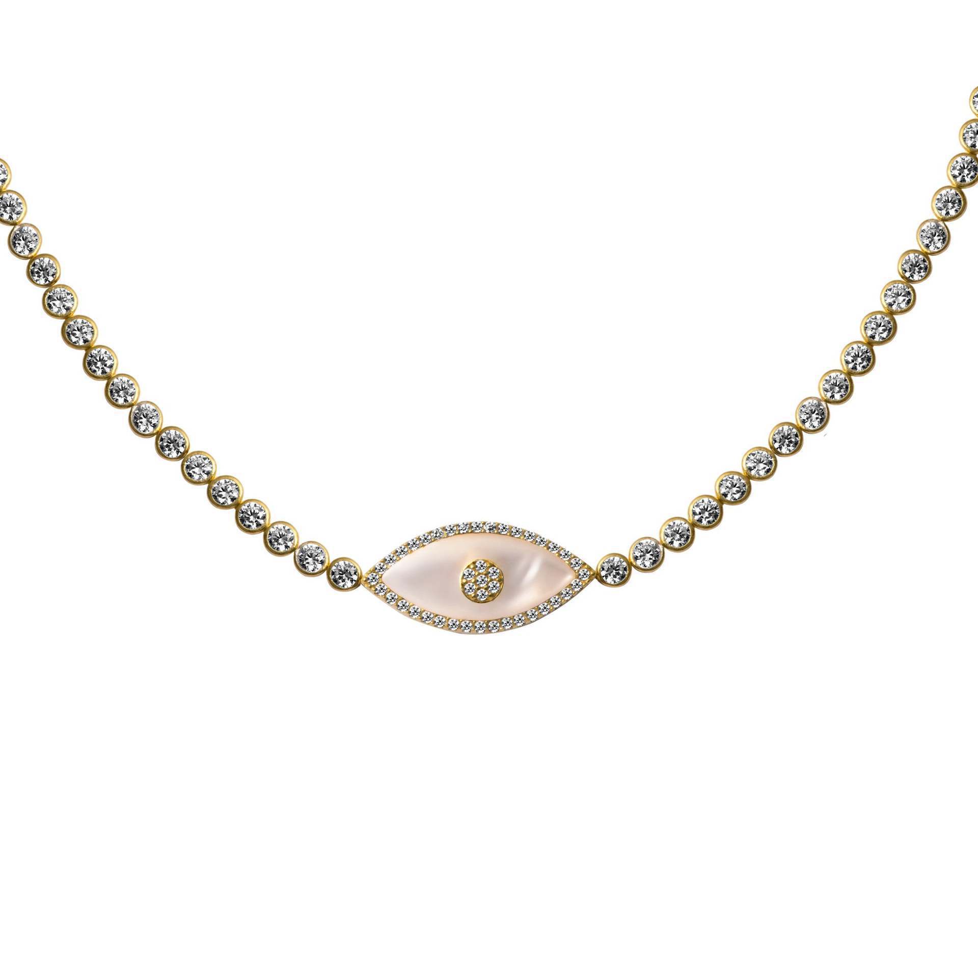 

Devil S Eye Necklace Zircon Necklace Pendant High Color Retention Electroplating 18K Real Gold Color Retention