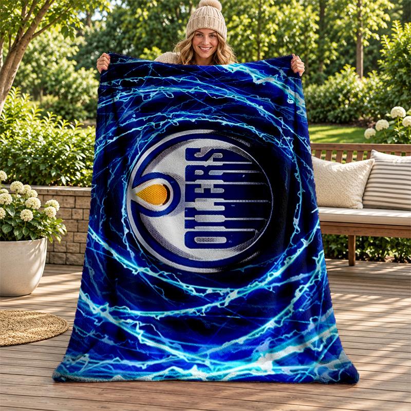Edmonton Oilers blanket Flannel Blanket Soft Cozy Plush Throw for Sofa Bed Lightweight Home Decoration Gifts for Christmas various holidays
