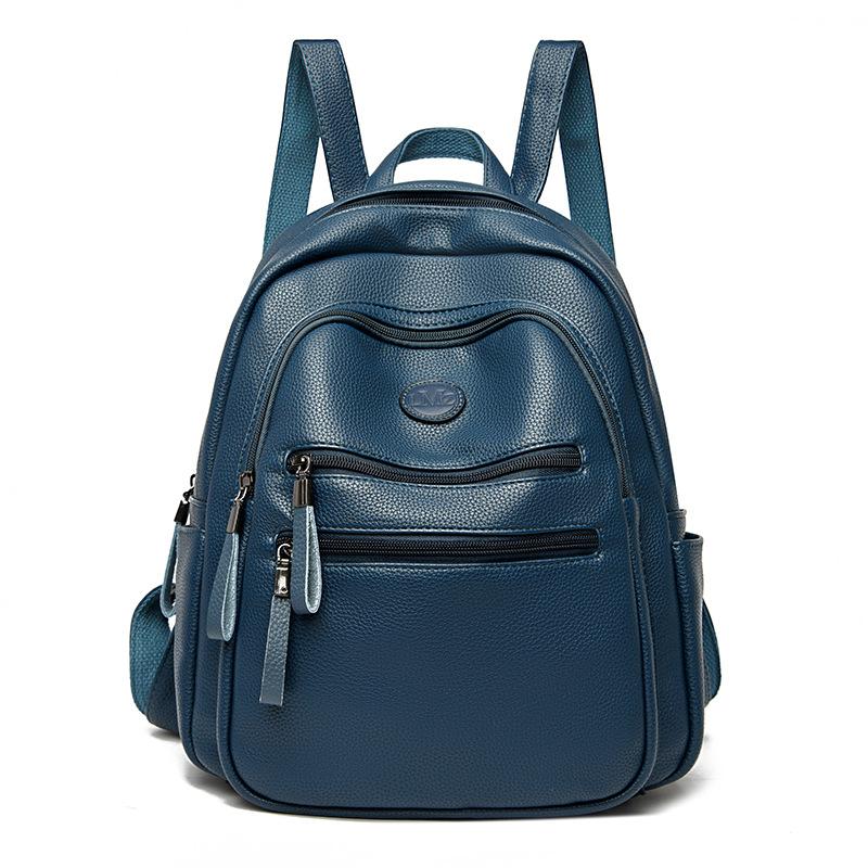 

Soft leather simple backpack women s 2025 new fashionable and versatile large-capacity lightweight women s shoulder casual backpack синий