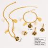 OAHLAN Ocean Series Colorful Scallop Starfish Pearl Sweater Chain 18k Gold Plated Stainless Steel Earrings Bracelet Necklace Set