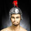 Plastic Warrior Helmet for Men: Medieval Roman Spartan Samurai Style with Red Crest, Costume Party Accessory
