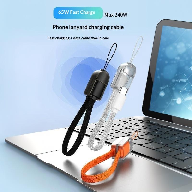 Multifunctional PD 60W Type C Fast Charging Short Cable Portable TPE Material Cord for Home Travel Student Use