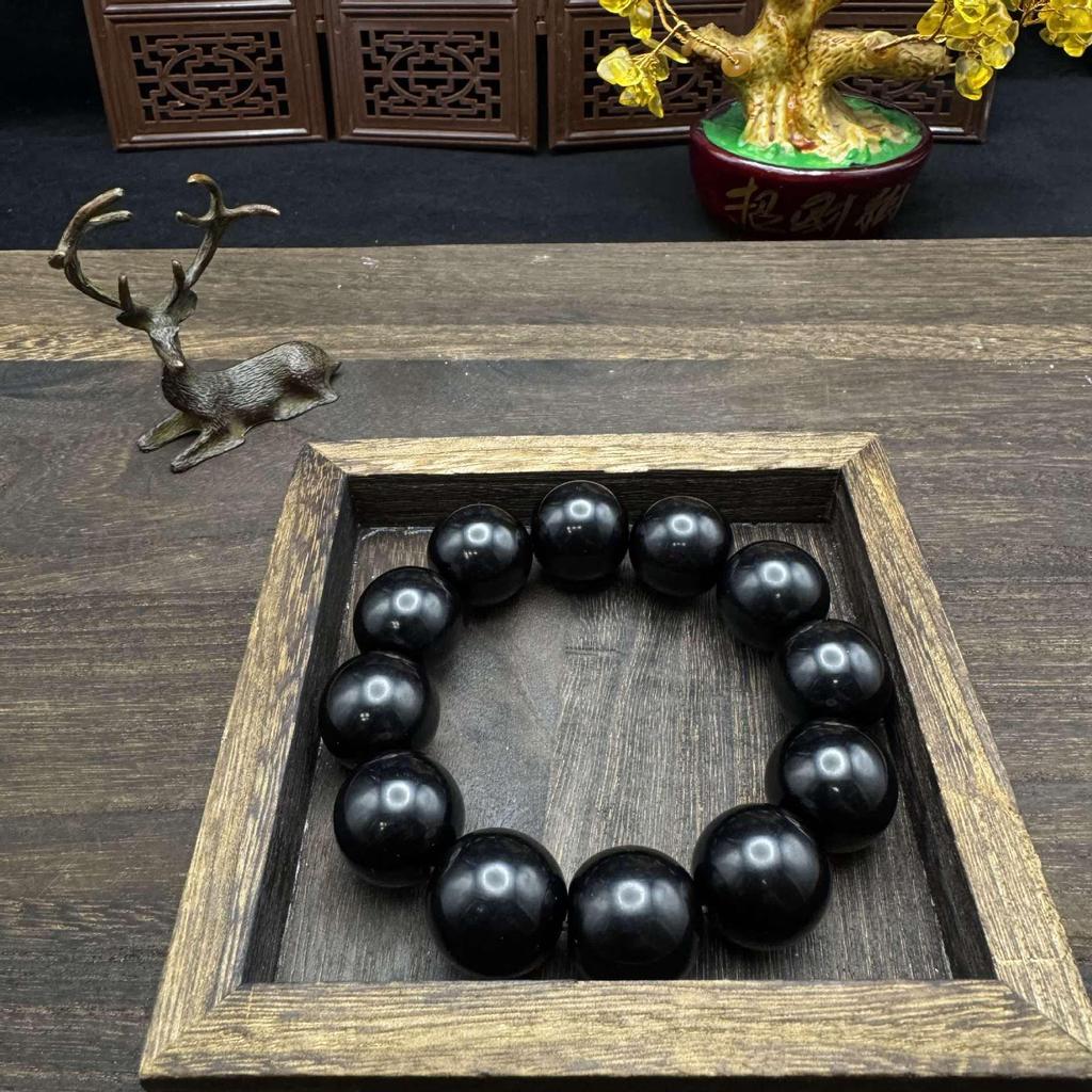 Tibetan Sheep Horn & Black Donkey Hoof Bead Bracelet/Necklace with Round Bead Accessories for Men and Women