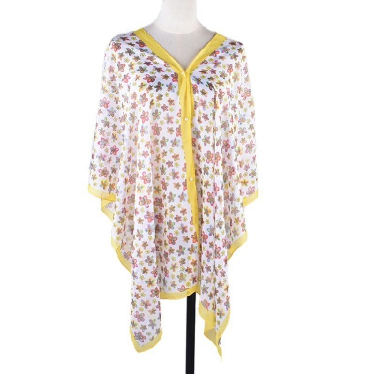 Женская шаль с цветочным принтом, шарф, дышащее пончо, большая шаль для защиты от солнца