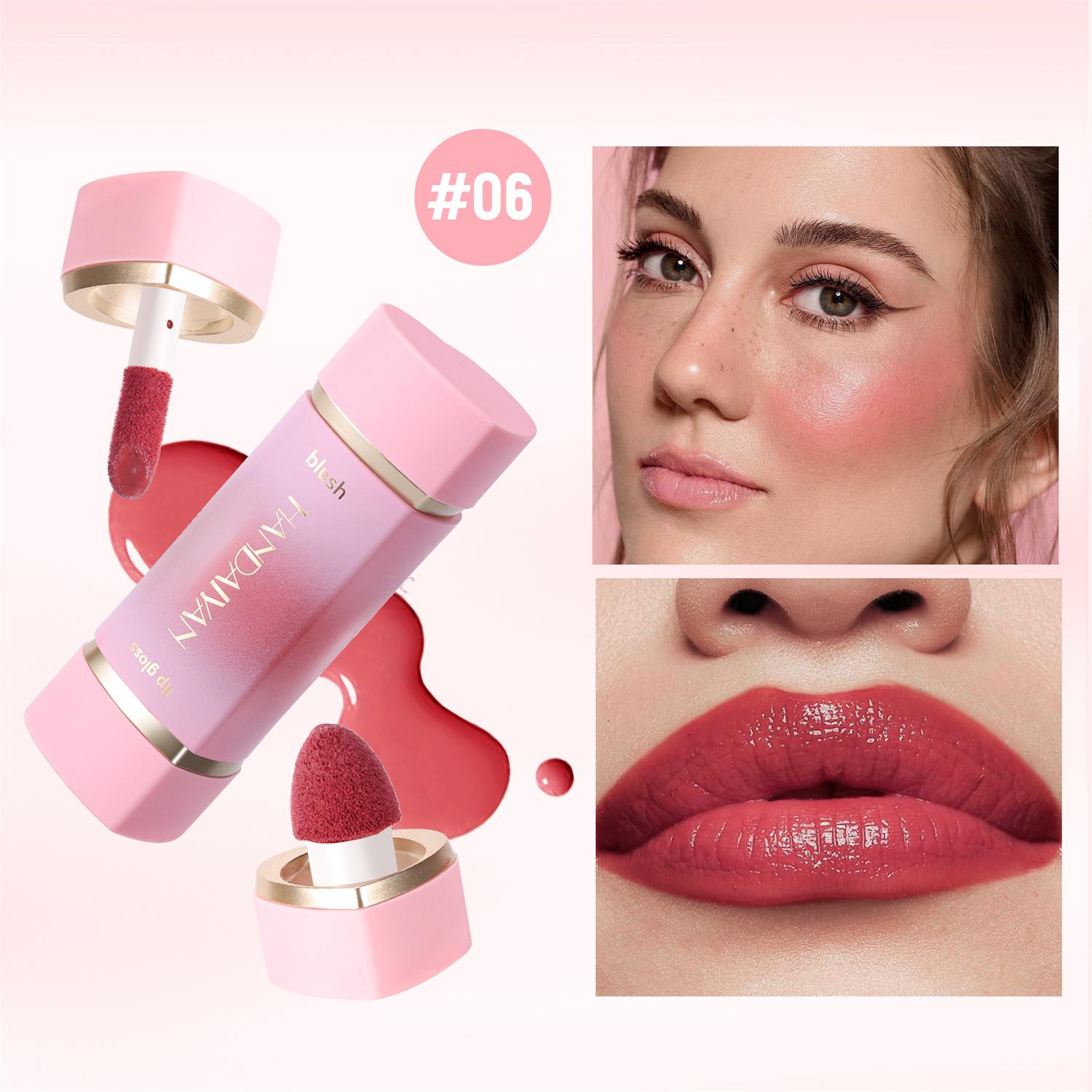 

6-color Double-head Liquid Blush for Both Lips and Cheeks, Matte Nude Blush, Sexy Lipstick, Facial Makeup, Red Series Makeup