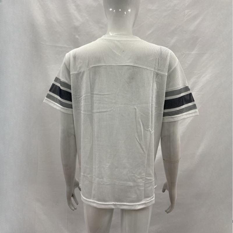 T-shirt tendance à imprimé lettre et grille respirante, style hip-hop, pour homme et femme, printemps/été