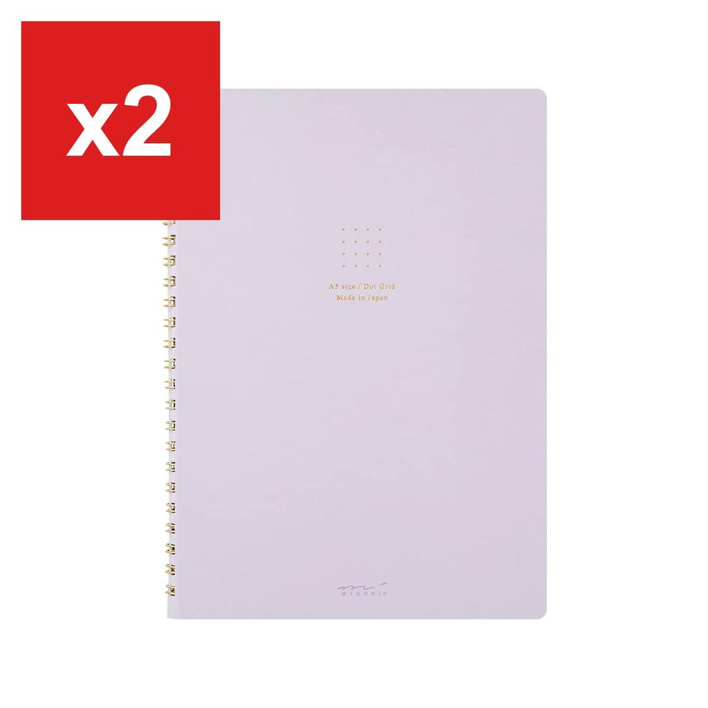 MIDORI Ring-Bound Notebook, Color Dot Grid, A5 - Purple