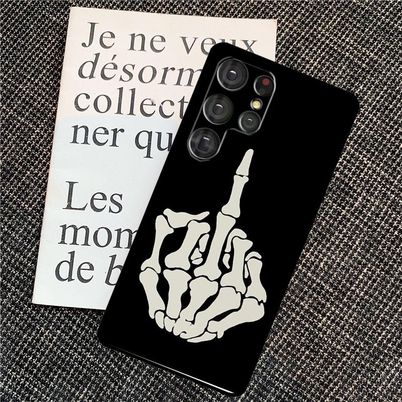 Skeleton Middle Finger Case For Samsung Galaxy S25 S24 Ultra S20 S21 S22 S23 Ultra S9 S10 Plus S25 FE Back Cover